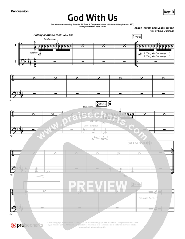 God With Us Percussion (All Sons & Daughters)