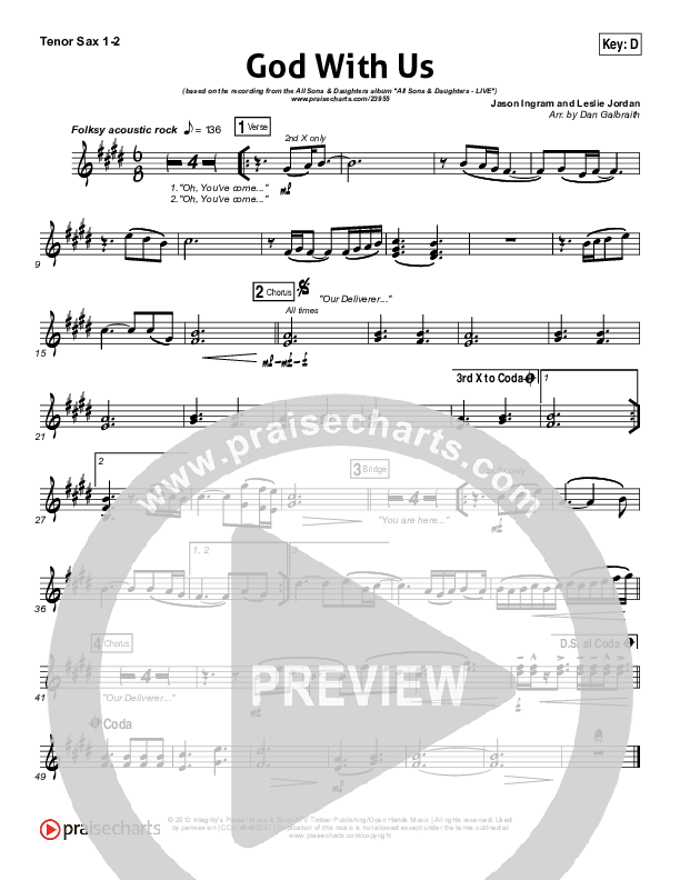 God With Us Tenor Sax 1/2 (All Sons & Daughters)