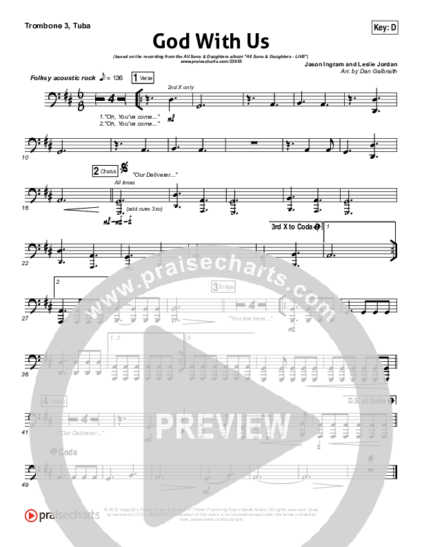 God With Us Trombone 3/Tuba (All Sons & Daughters)