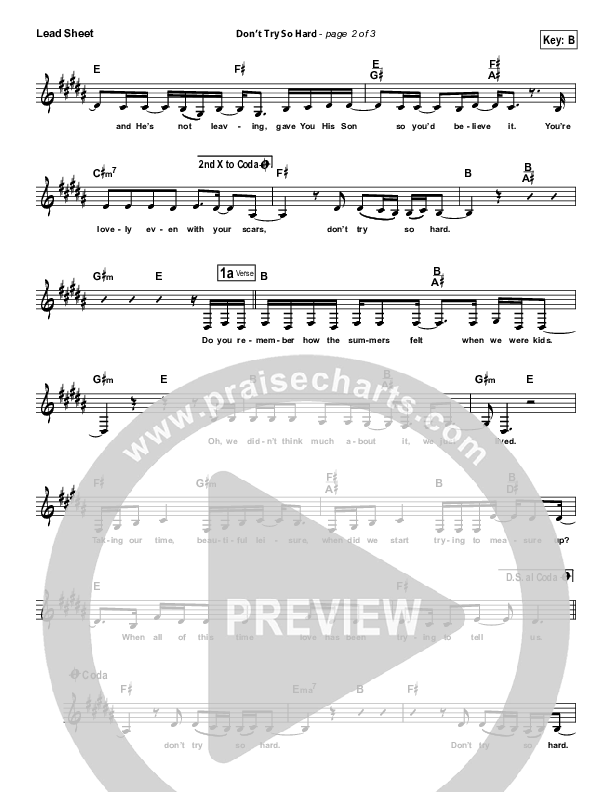 Don't Try So Hard Lead Sheet (Amy Grant)