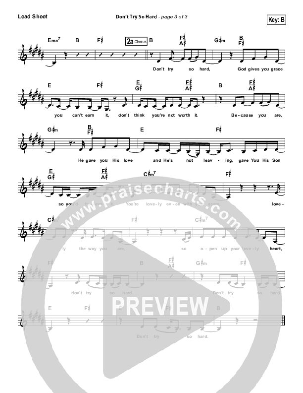 Don't Try So Hard Lead Sheet (Amy Grant)