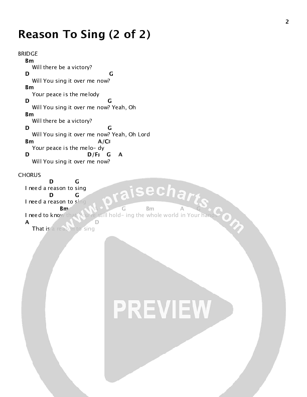 Reason To Sing Chords & Lyrics (All Sons & Daughters)