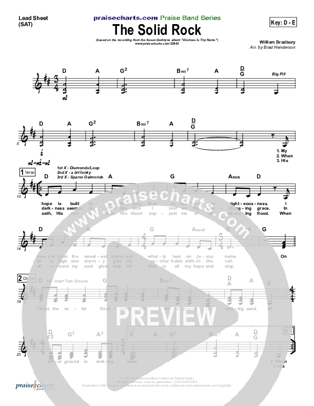 The Solid Rock Lead Sheet (SAT) (Susan Quintyne)