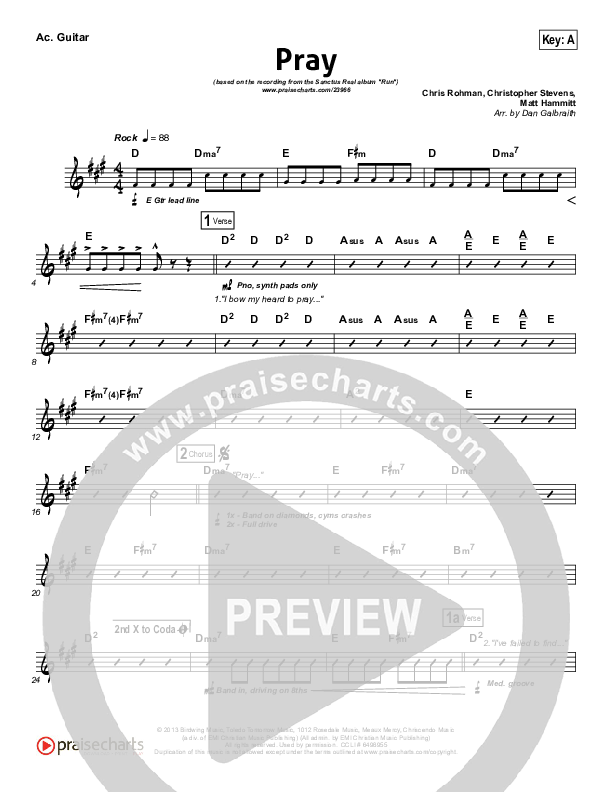 Pray Acoustic Guitar (Sanctus Real)