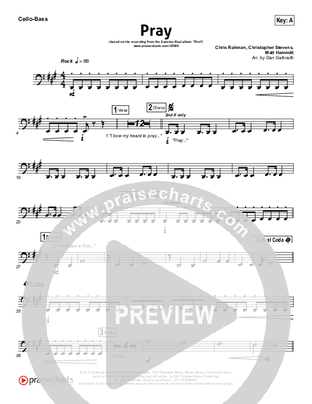 Pray Cello/Bass (Sanctus Real)