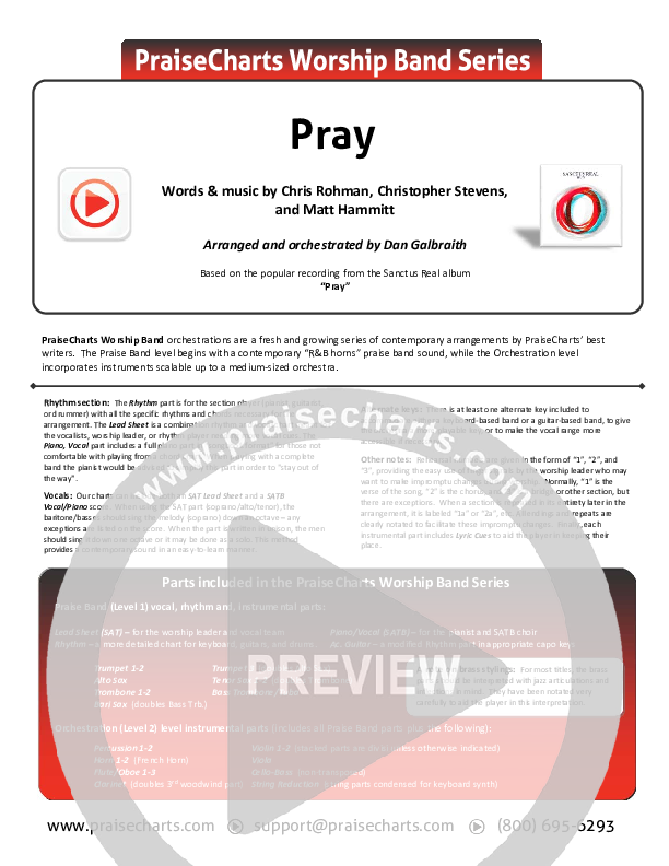 Pray Cover Sheet (Sanctus Real)