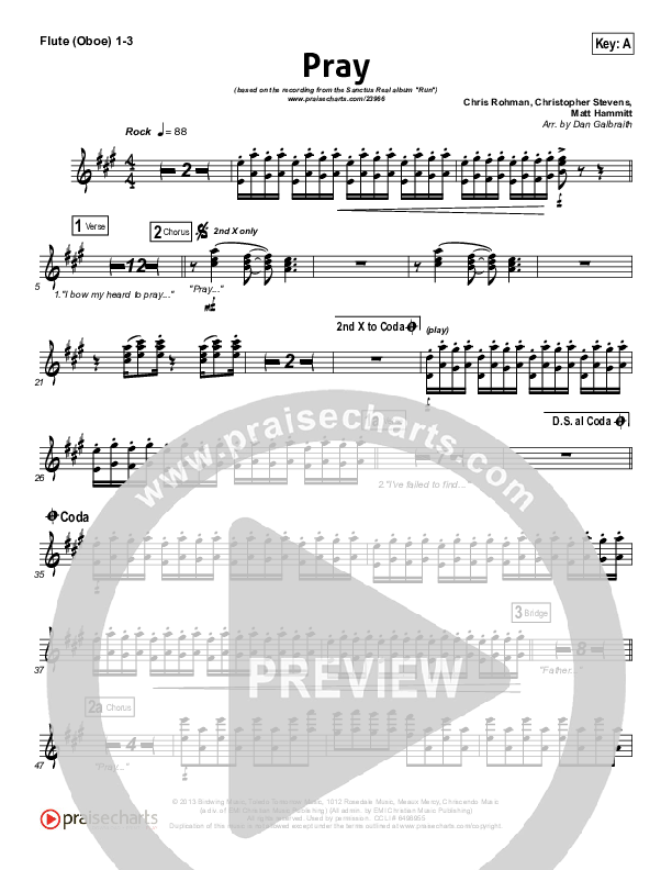 Pray Flute/Oboe 1/2/3 (Sanctus Real)