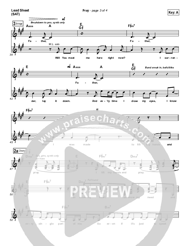 Pray Lead Sheet (SAT) (Sanctus Real)
