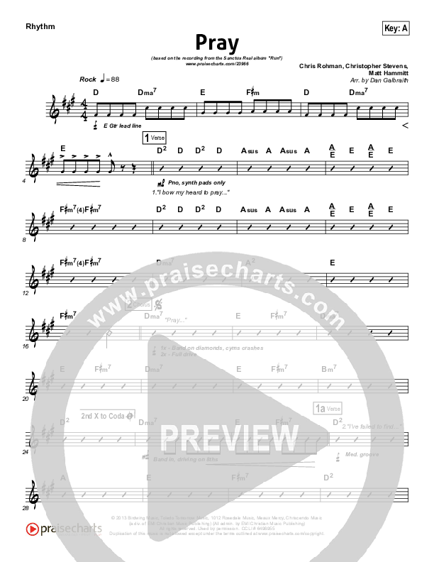 Pray Rhythm Chart (Sanctus Real)