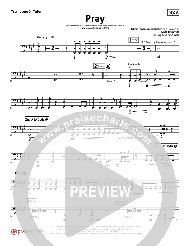 Pray Trombone 3/Tuba (Sanctus Real)