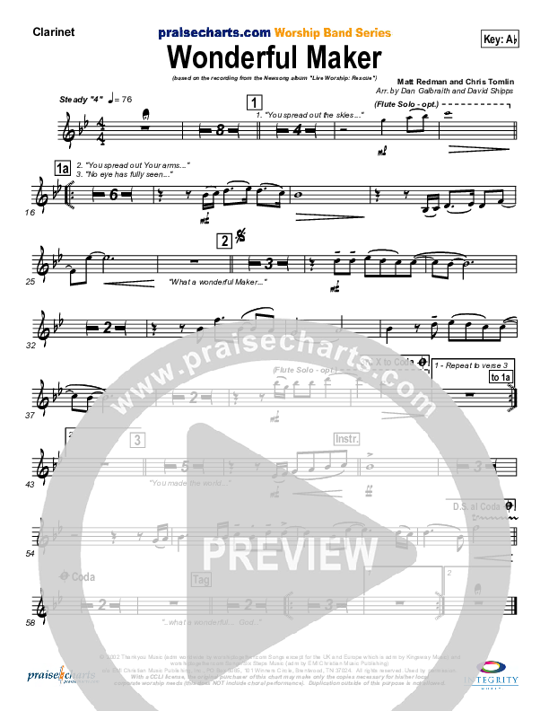 Wonderful Maker Clarinet (Chris Tomlin)