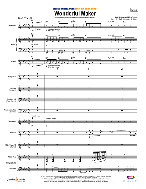 Wonderful Maker Conductor's Score (Chris Tomlin)