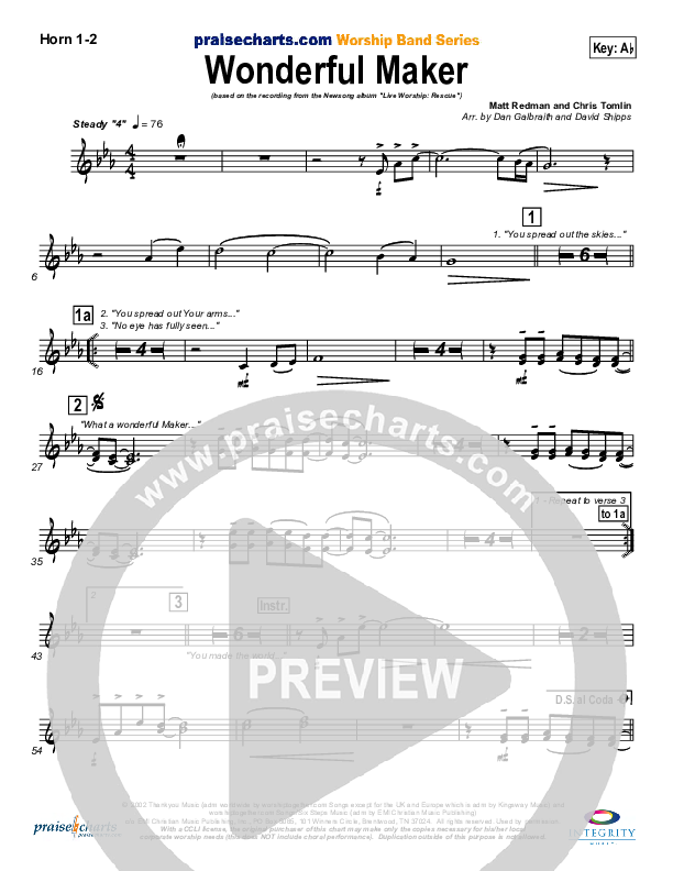 Wonderful Maker French Horn 1/2 (Chris Tomlin)