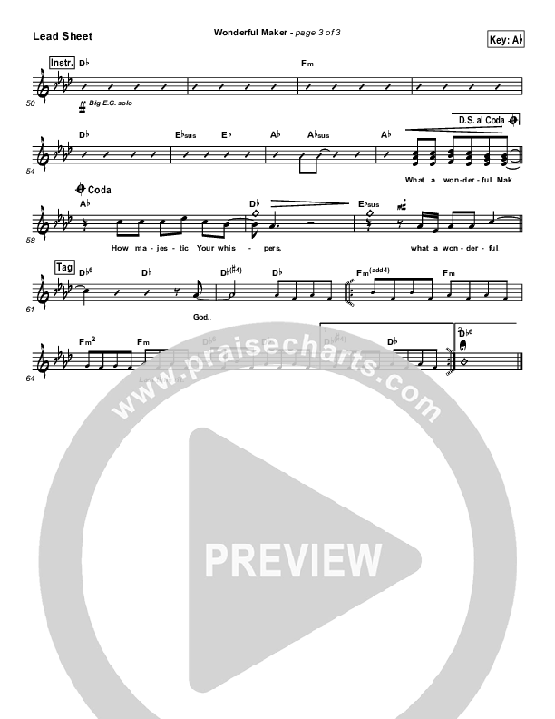 Wonderful Maker Lead Sheet (Chris Tomlin)