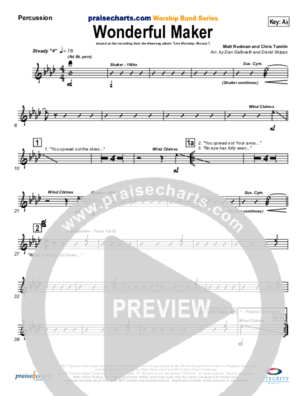 Wonderful Maker Percussion (Chris Tomlin)