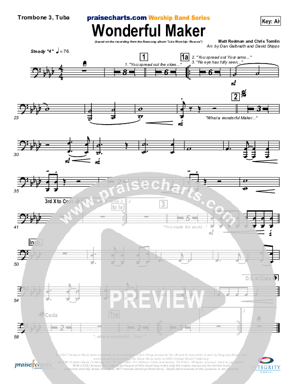 Wonderful Maker Trombone 3/Tuba (Chris Tomlin)