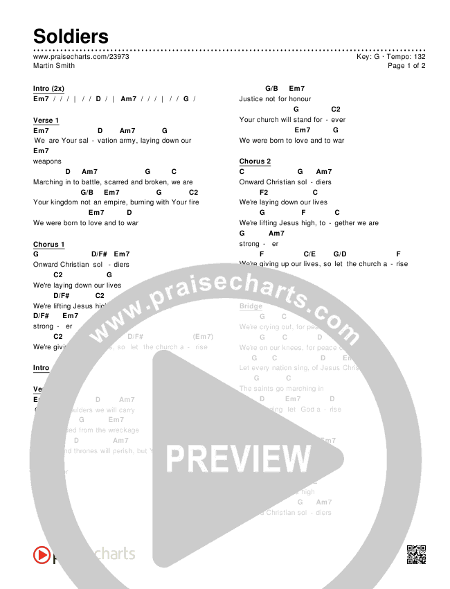 Soldiers Chords & Lyrics (Martin Smith)