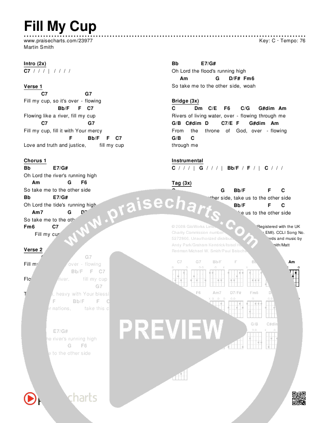 Fill My Cup Chords & Lyrics (Martin Smith)