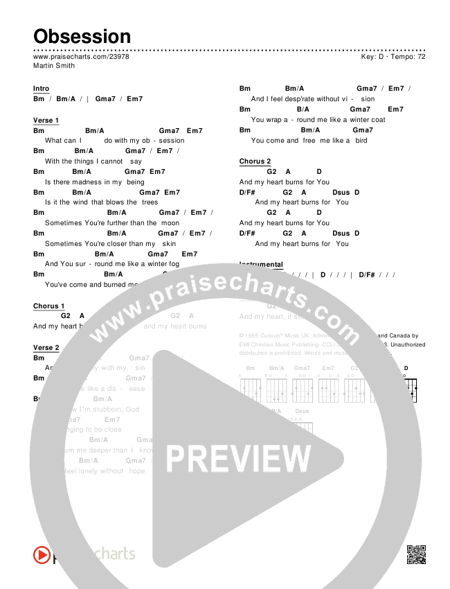 Obsession Chords & Lyrics (Martin Smith)