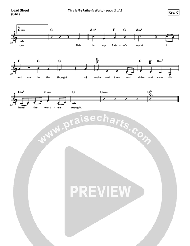 This Is My Father's World Lead Sheet (Susan Quintyne)