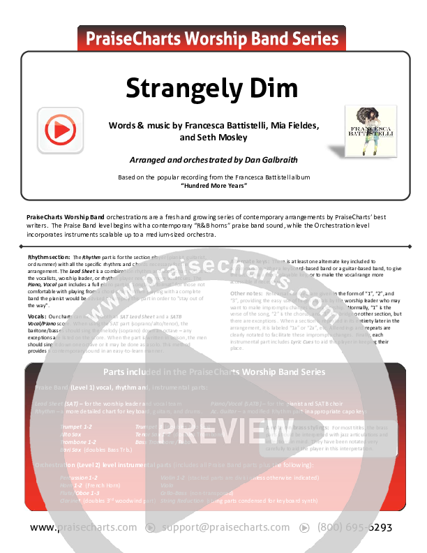 Strangely Dim Cover Sheet (Francesca Battistelli)