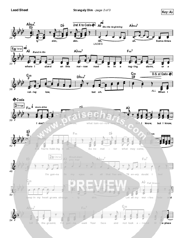 Strangely Dim Lead Sheet (Francesca Battistelli)