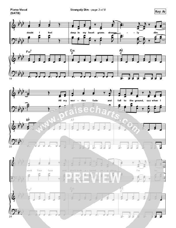 Strangely Dim Piano/Vocal (SATB) (Francesca Battistelli)