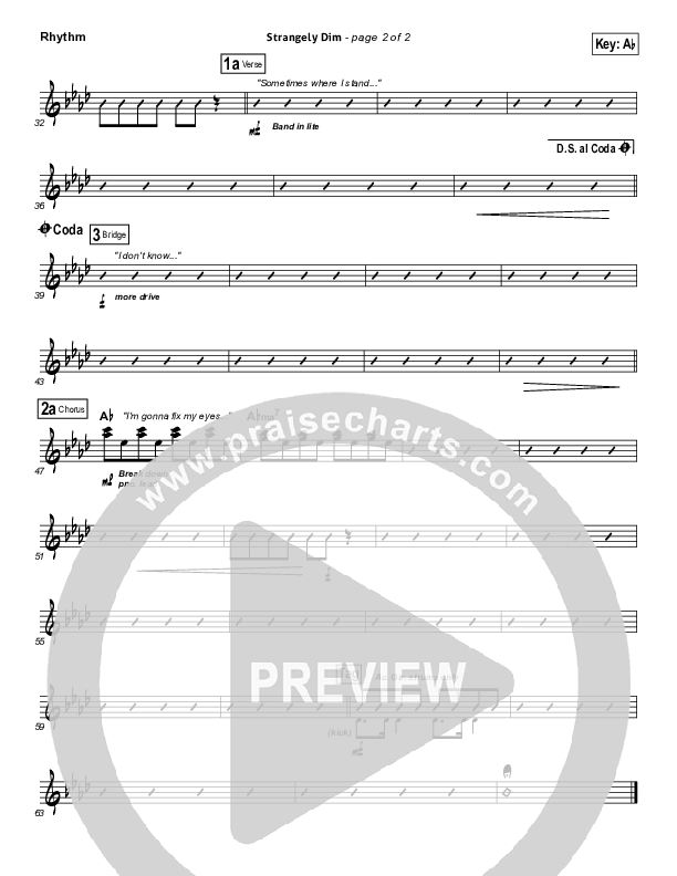 Strangely Dim Rhythm Chart (Francesca Battistelli)