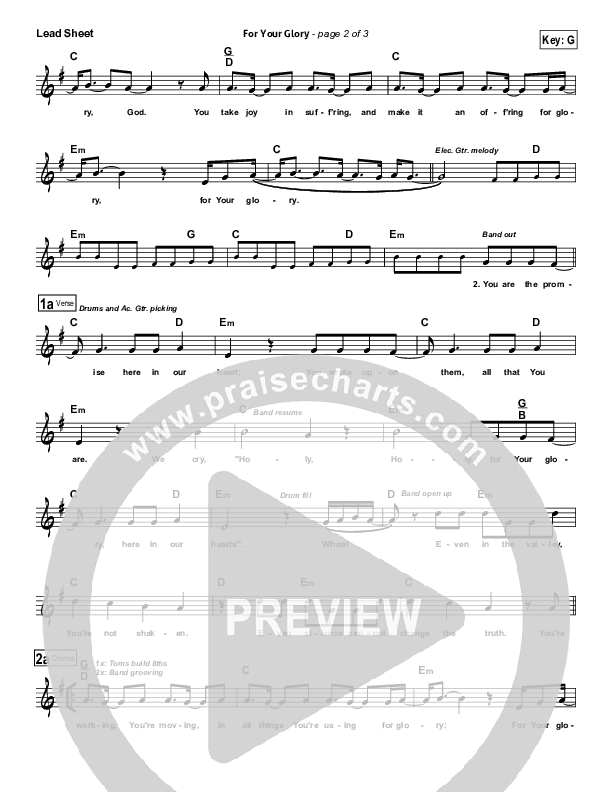For Your Glory Lead Sheet (Tim Timmons)