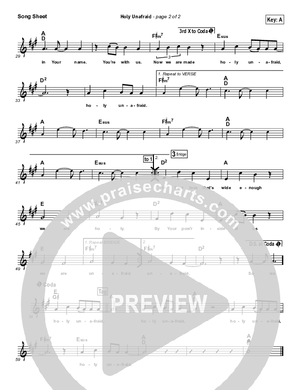 Holy Unafraid Lead Sheet (Tim Timmons)
