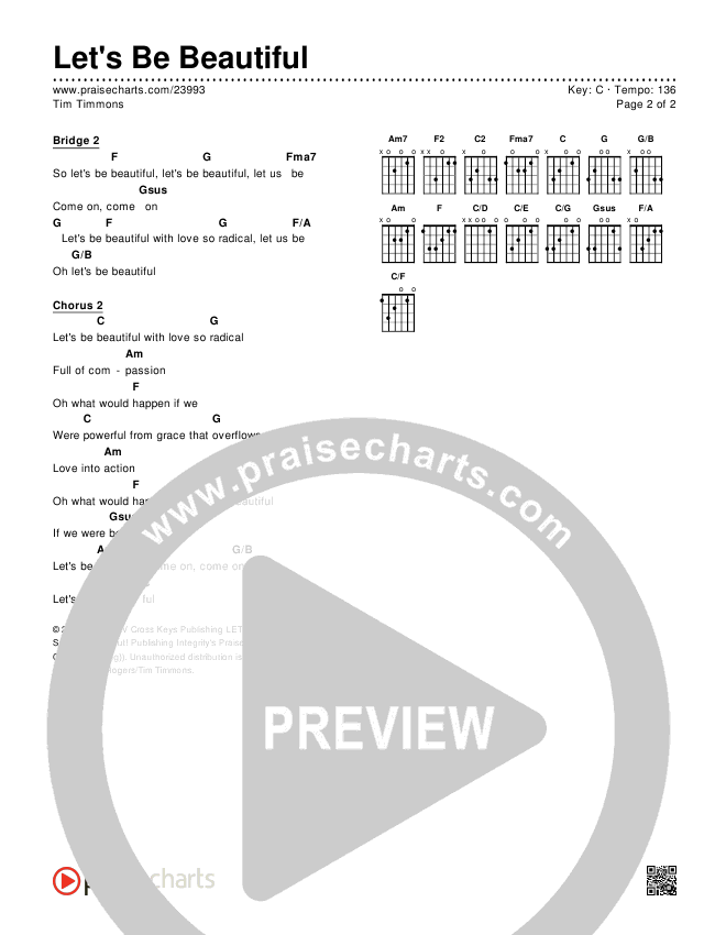Let's Be Beautiful Chords & Lyrics (Tim Timmons)