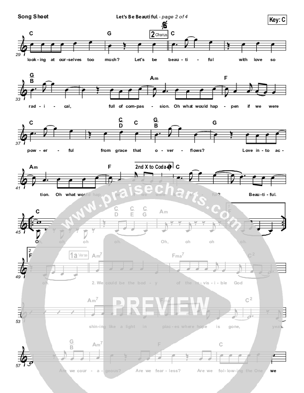 Let's Be Beautiful Lead Sheet (Tim Timmons)