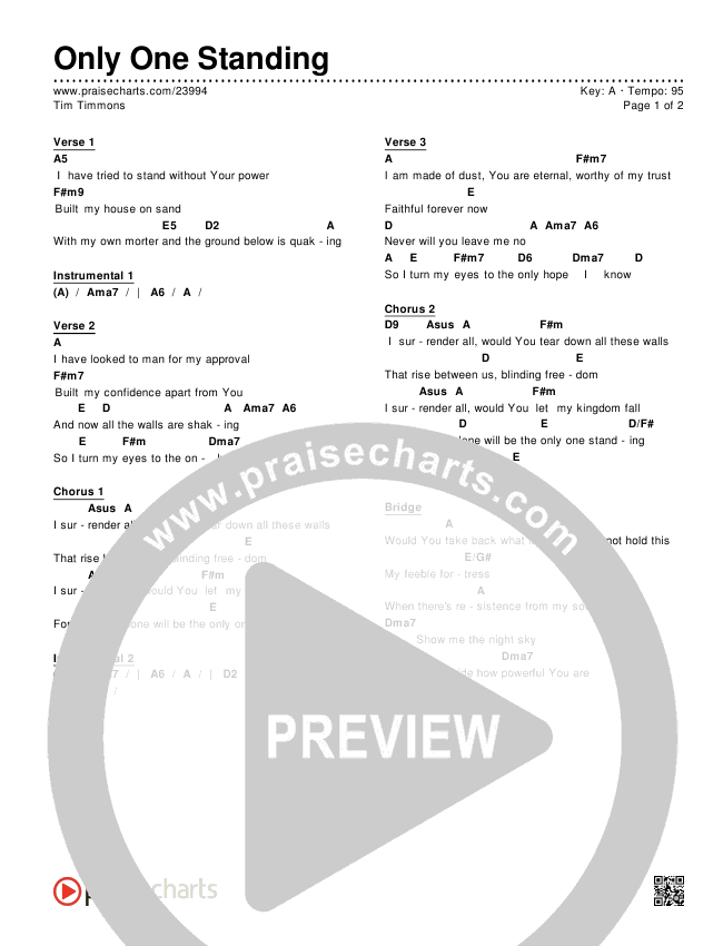 Only One Standing Chords & Lyrics (Tim Timmons)