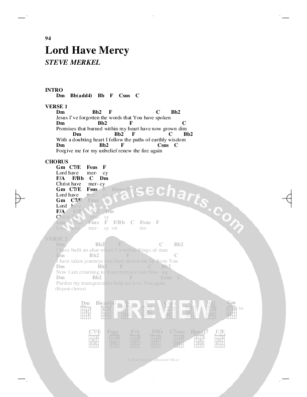 Lord Have Mercy Chords PDF (Robin Mark) PraiseCharts