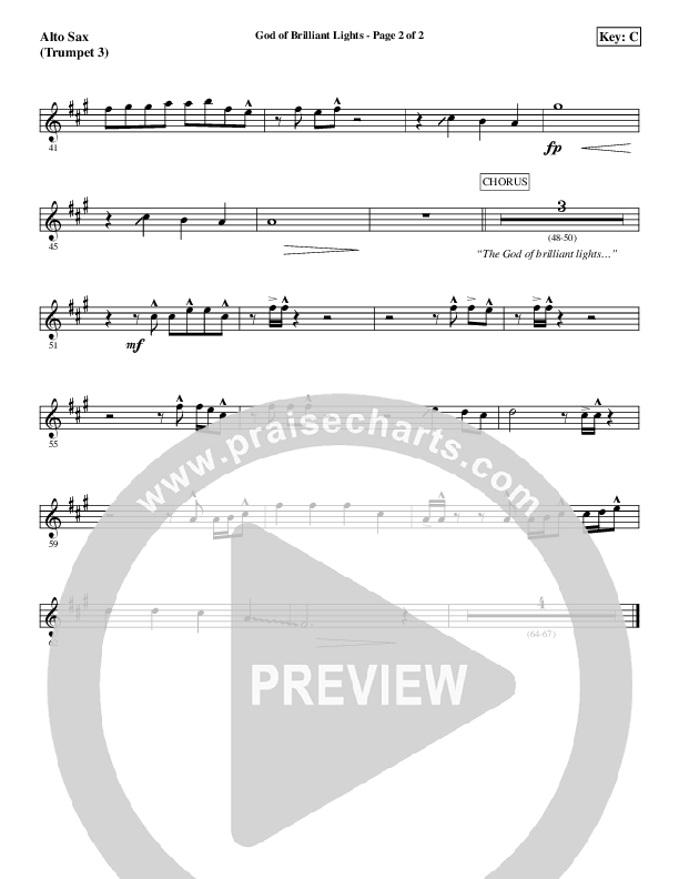 God Of Brilliant Lights Alto Sax (Aaron Shust)