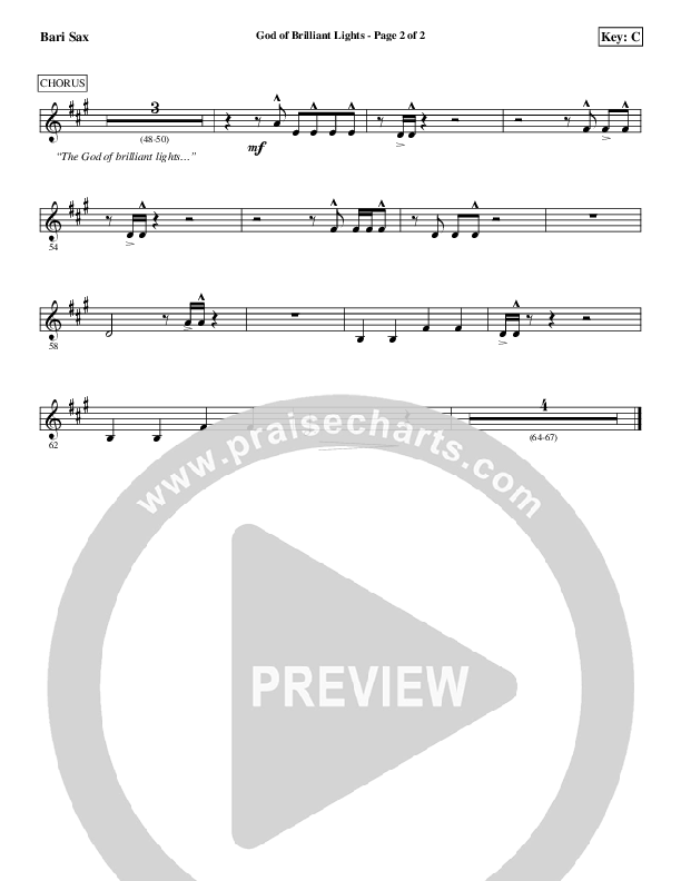 God Of Brilliant Lights Bari Sax (Aaron Shust)