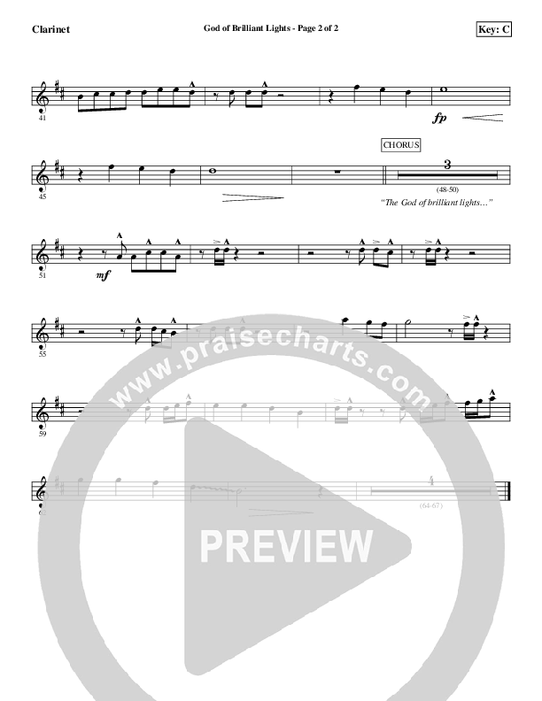 God Of Brilliant Lights Clarinet (Aaron Shust)