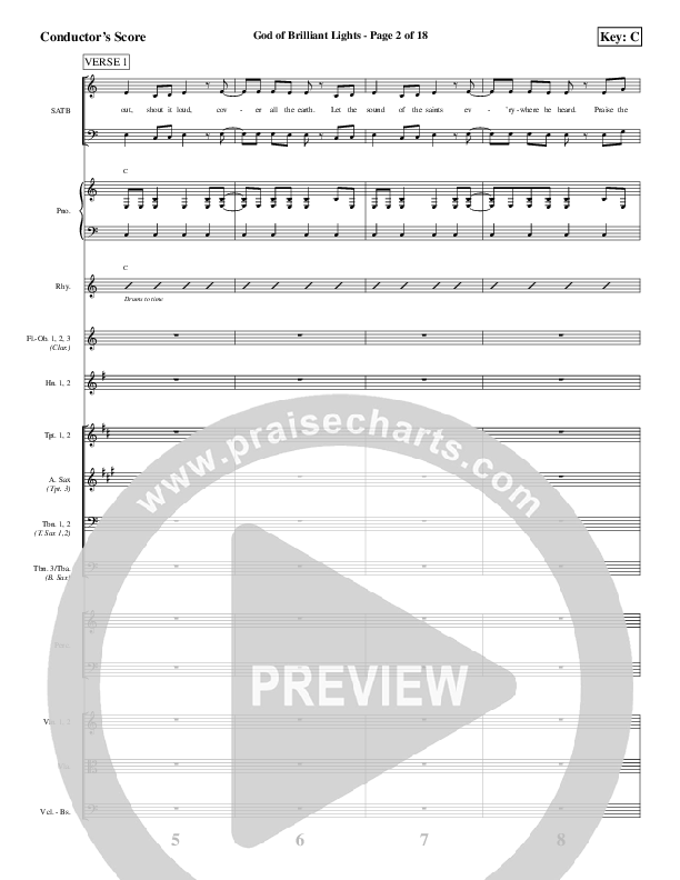 God Of Brilliant Lights Conductor's Score (Aaron Shust)