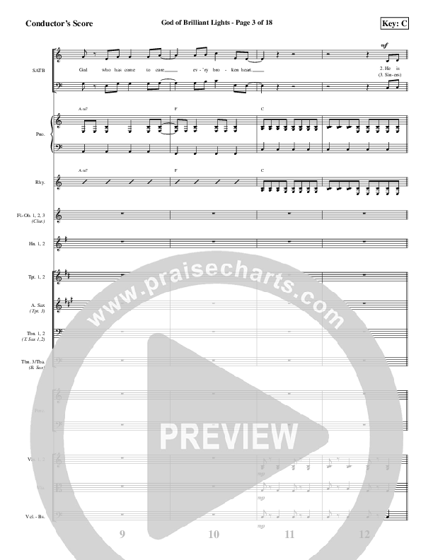 God Of Brilliant Lights Conductor's Score (Aaron Shust)