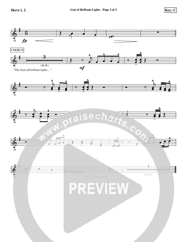 God Of Brilliant Lights French Horn 1/2 (Aaron Shust)