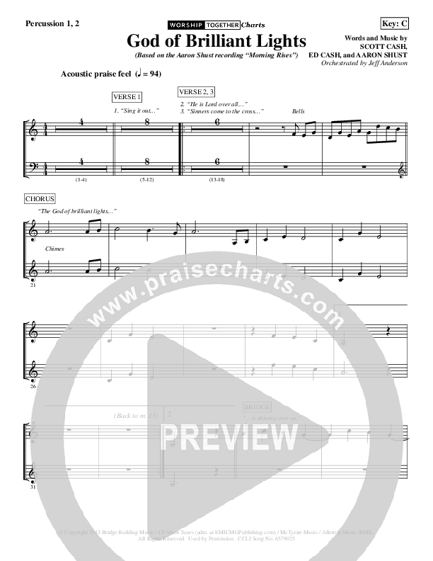 God Of Brilliant Lights Percussion (Aaron Shust)