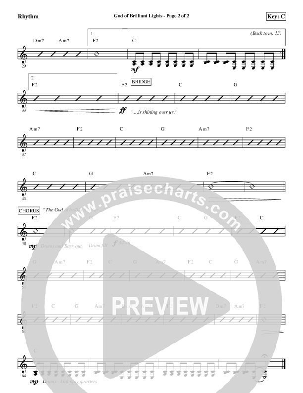 God Of Brilliant Lights Rhythm Chart (Aaron Shust)