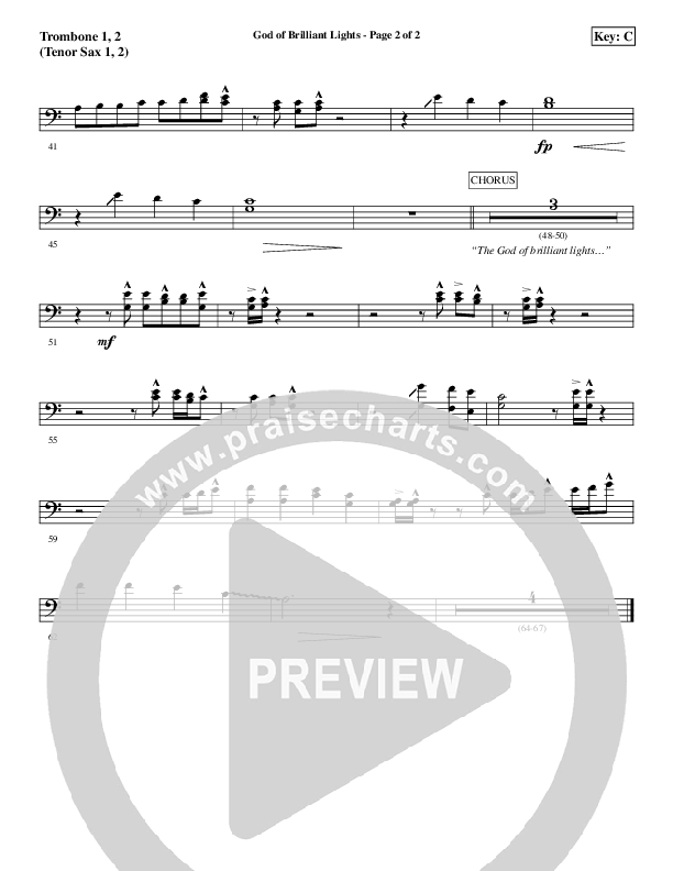 God Of Brilliant Lights Trombone 1/2 (Aaron Shust)