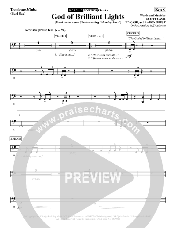 God Of Brilliant Lights Trombone 3 (Aaron Shust)