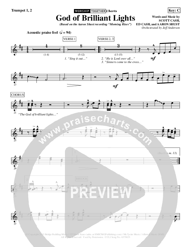God Of Brilliant Lights Trumpet 1,2 (Aaron Shust)