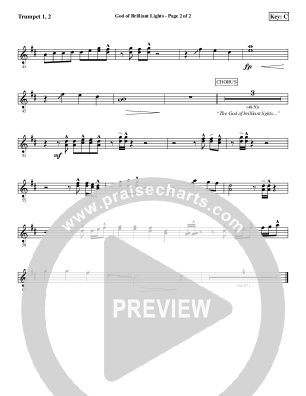 God Of Brilliant Lights Trumpet 1,2 (Aaron Shust)
