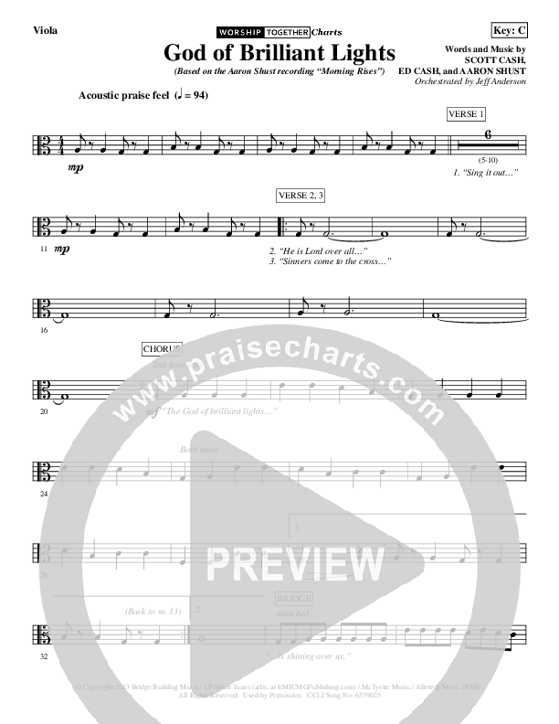 God Of Brilliant Lights Viola (Aaron Shust)