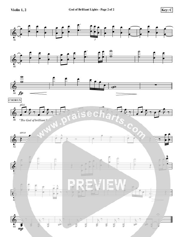 God Of Brilliant Lights Violin 1/2 (Aaron Shust)