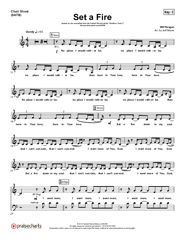 Set A Fire Choir Vocals (SATB) (Will Reagan / United Pursuit)