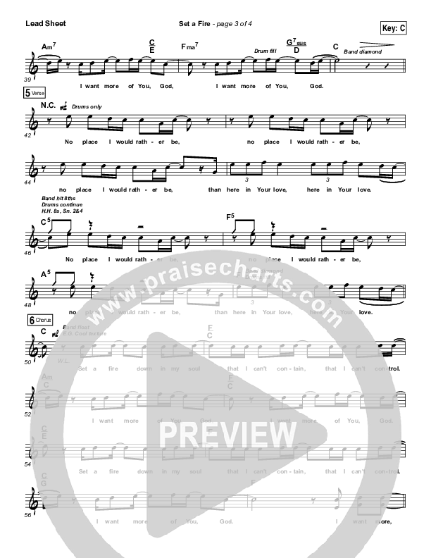 Set A Fire Lead Sheet (Will Reagan / United Pursuit)
